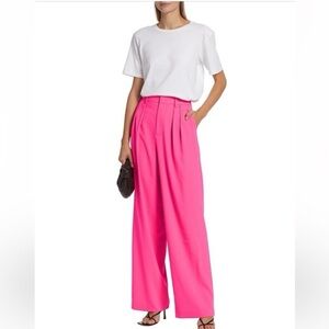 Alice + Olivia pink Pompey pleated front high waisted wide leg trousers pants 6